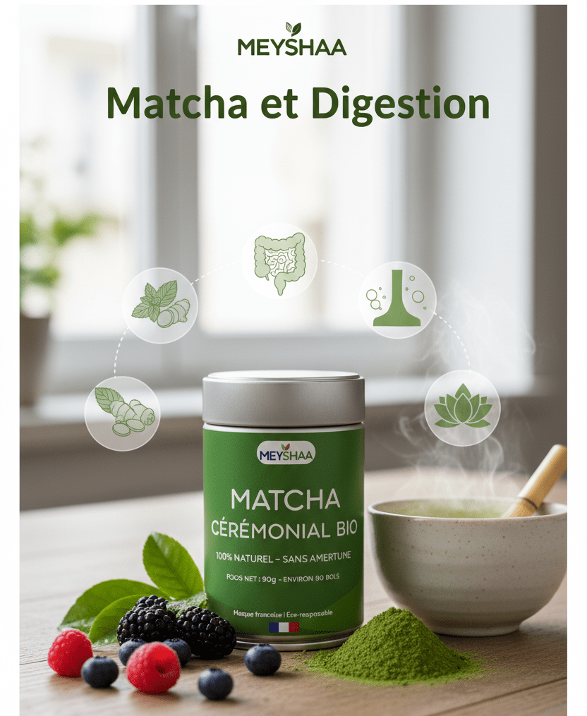 Matcha et Digestion : Comment cette poudre de thé vert devient l'allié secret de votre flore intestinale - Meyshaa